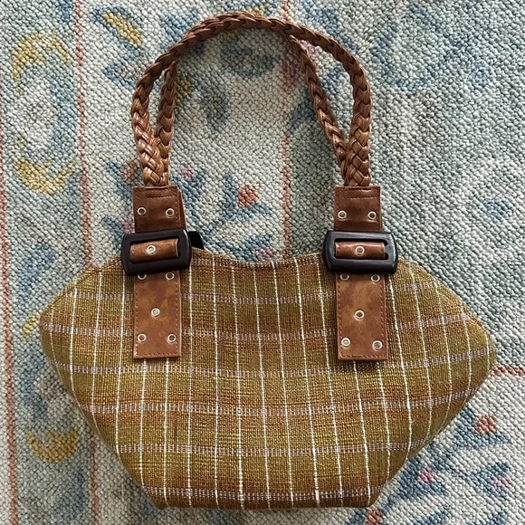 funky vintage woven plaid shoulder bag - Picture 8 of 8